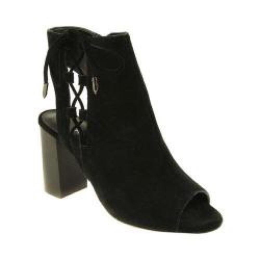 NWT Vaneli Better Black Suede Corset Peep Toe 9.5N